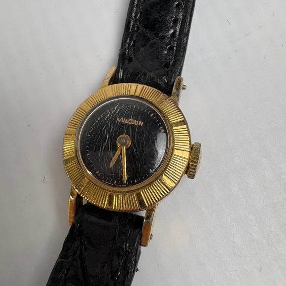 Vulcain Accessories - Vulcain Grand Prix Women Vintage Cocktail Watch Black Dial Gold Fluted Swiss